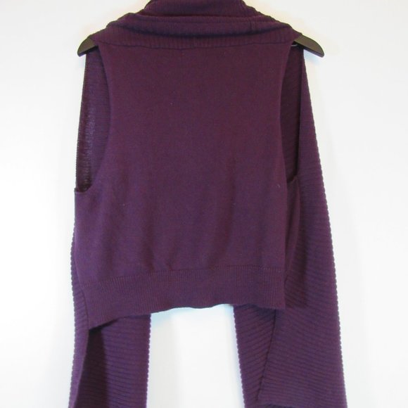 Donna Karan Purple Ribbed Sleeveless Open Front Wool Blend Cardigan Swea… - Picture 12 of 15